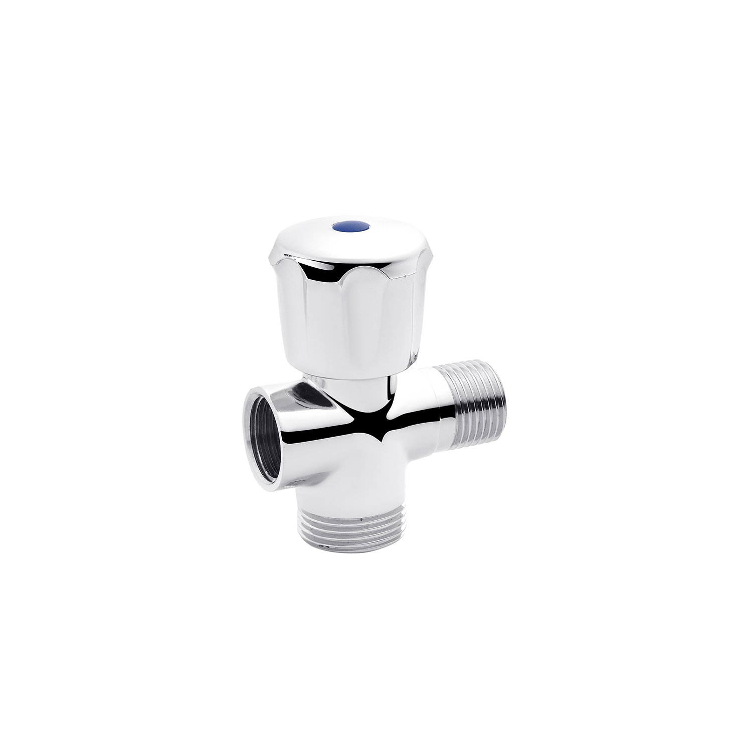Кран приладовий для підключення магістральний вентильний Karro 1/2"х3/4"х1/2" ВЗЗ хромований KR-3151