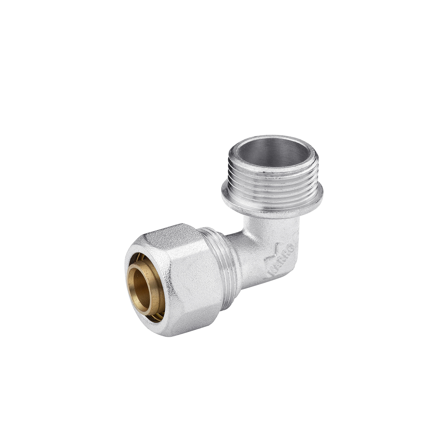 Коліно металопластикове Karro 20х3/4" РЗ нікельоване KR-0612