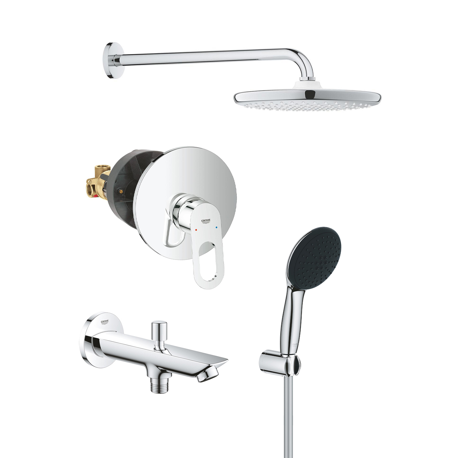 Душова система прихованого монтажу Grohe Vitalio Start 250 з виливом для ванни та змішувачем Bauloop UA290810R3