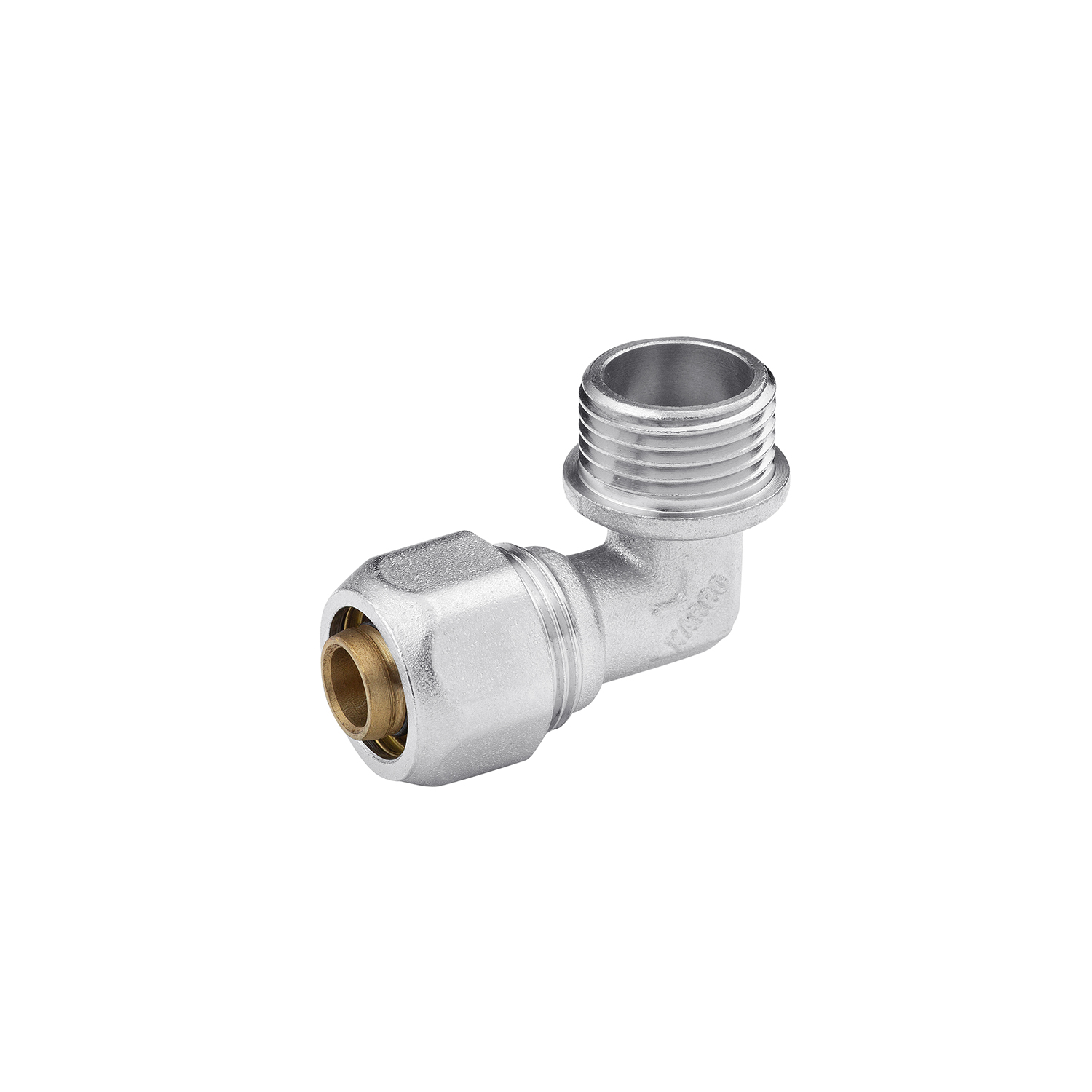 Коліно металопластикове Karro 16х1/2" РЗ нікельоване KR-0610