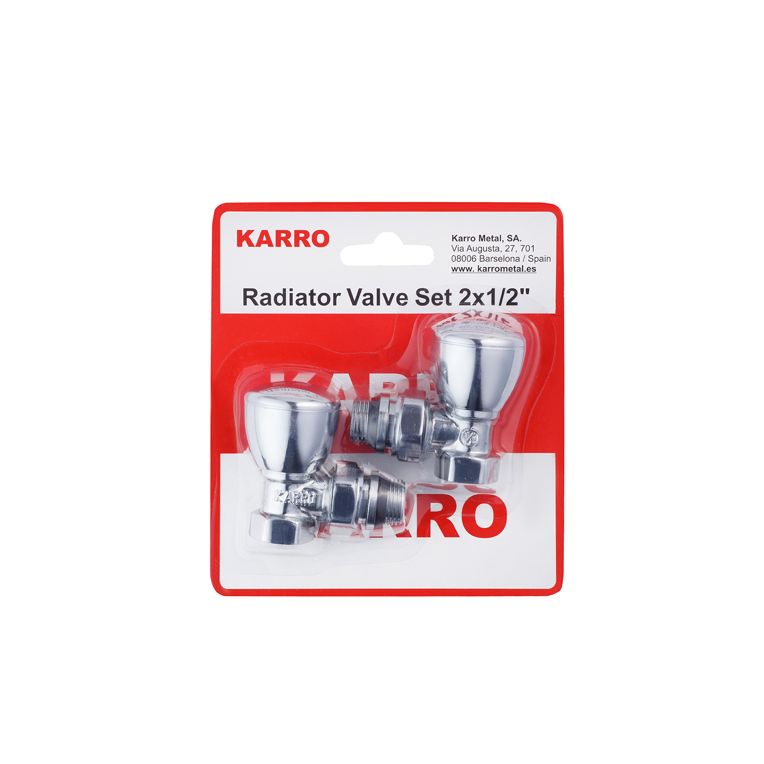 Комплект радіаторних кутових кранів верхні Karro 1/2" ВЗ хромовані KR-319