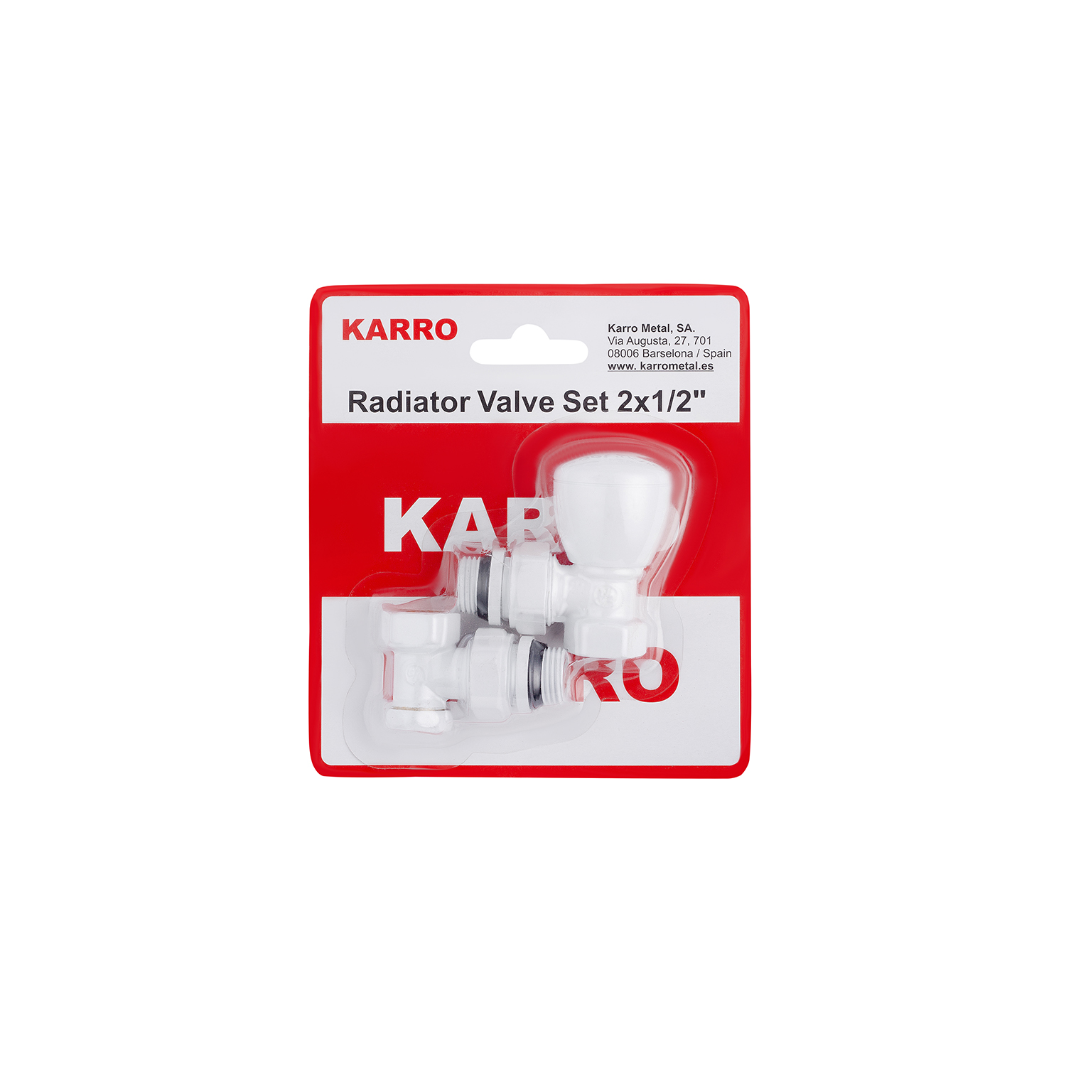 Комплект радіаторних кутових кранів Karro 1/2" ВЗ (верхній+нижній) білі