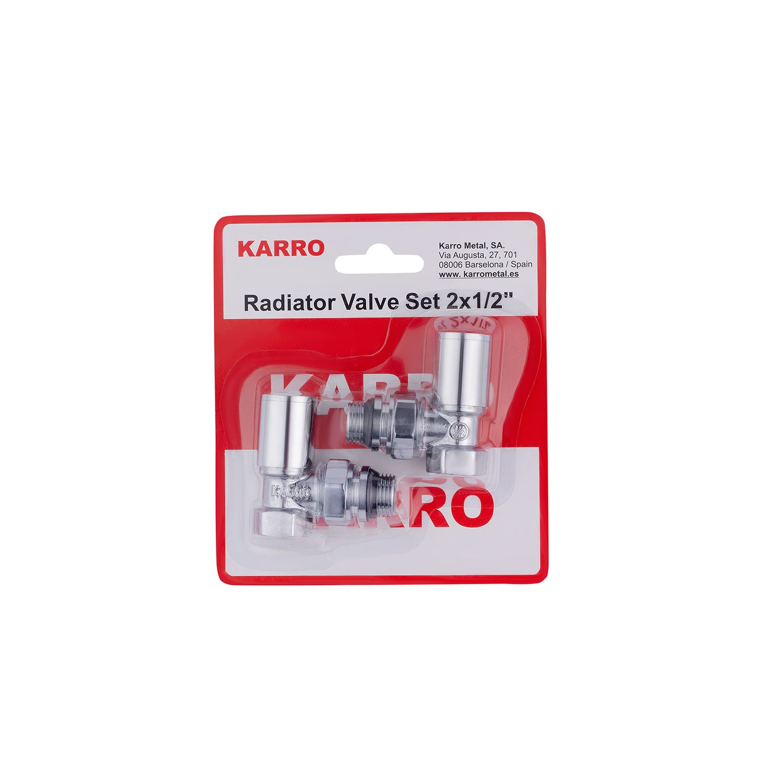Комплект радіаторних кутових кранів верхні Karro 1/2" ВЗ хромовані KR-32001