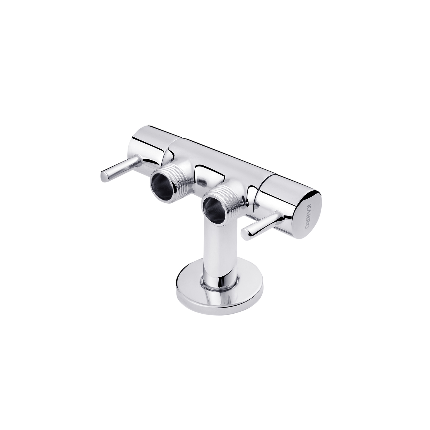 Кран приладовий для підключення Karro 1/2"x1/2"x1/2" ЗЗЗ на 2 виходи, хромований KR-3155