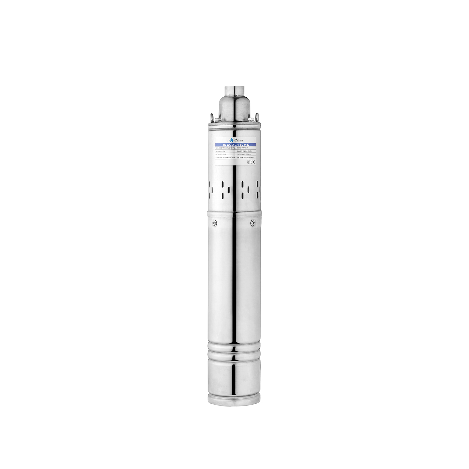 Насос глибинний шнековий Agua 4S QGD2,1-80-0,37 Hmax 80 м Qmax 35 л/хв P 370 Вт з вбудованим конденсатором