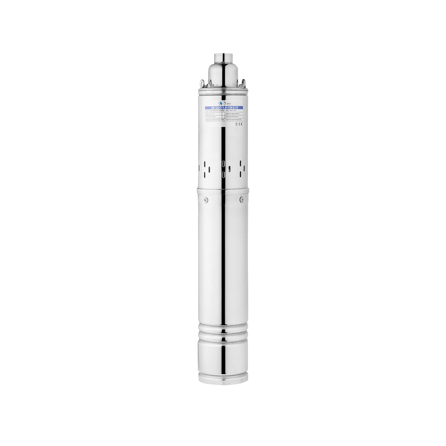 Насос глибинний шнековий Agua 4S QGD2,4-130-0,75 Hmax 130 м Qmax 40 л/хв P 750 Вт з вбудованим конденсатором