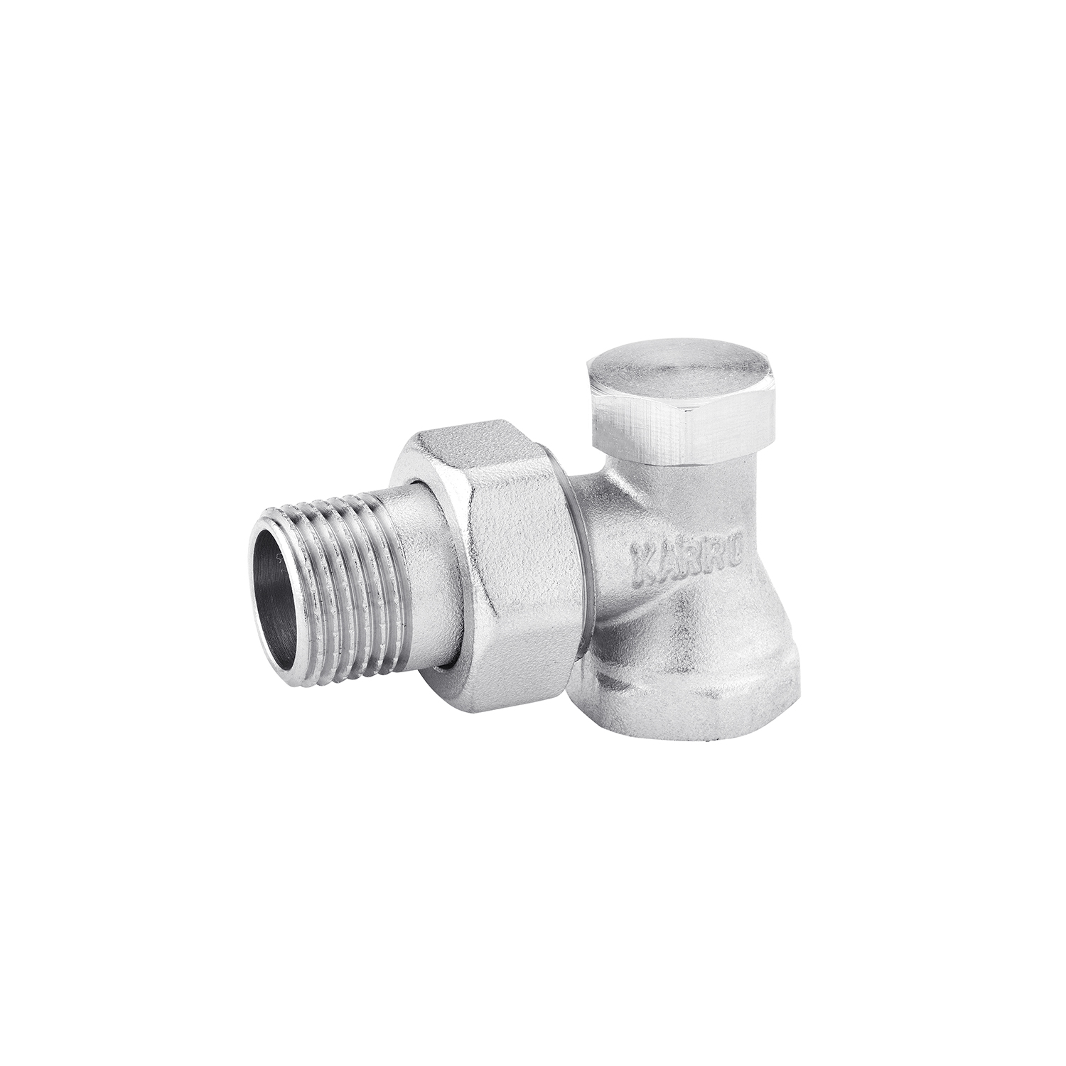 Кран радіаторний нижній кутовий Karro 1/2" ВЗ нікельований KR-304
