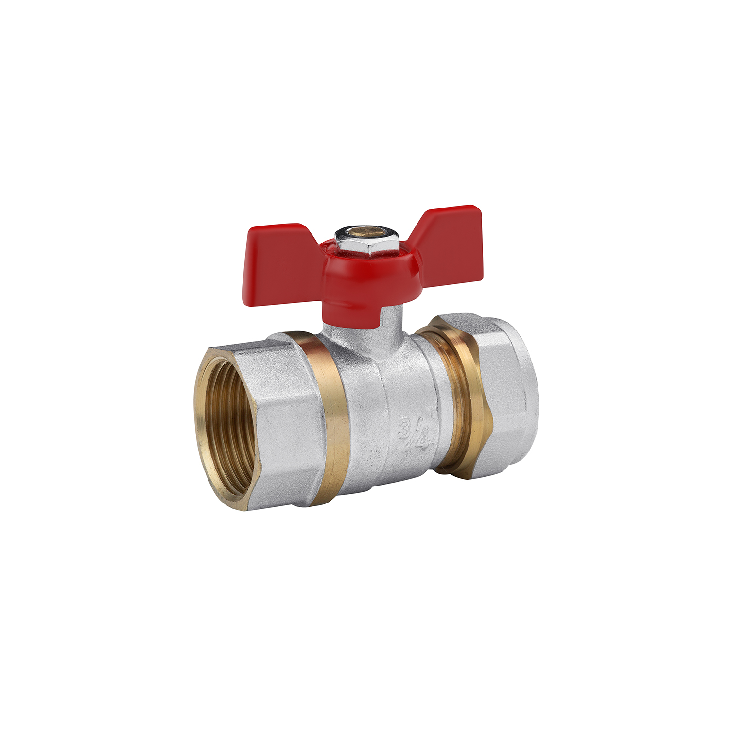 Кран кульовий металопластиковий Karro 20х3/4" РВ метелик, нікельований