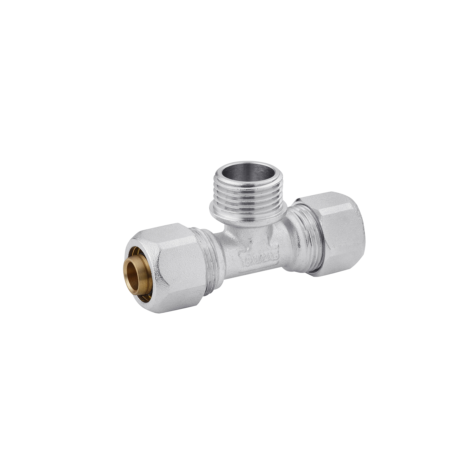 Трійник металопластиковий Karro 16х1/2"х16 РЗ нікельований KR-0710