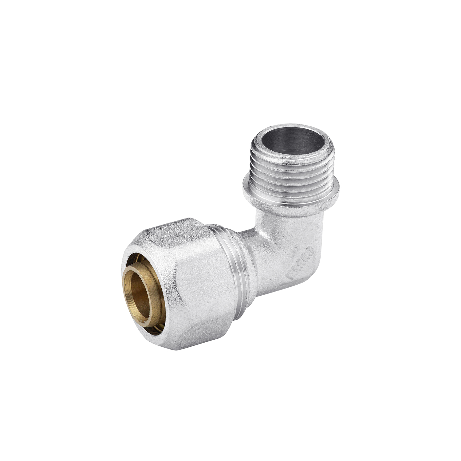 Коліно металопластикове Karro 20х1/2" РЗ нікельоване KR-0611